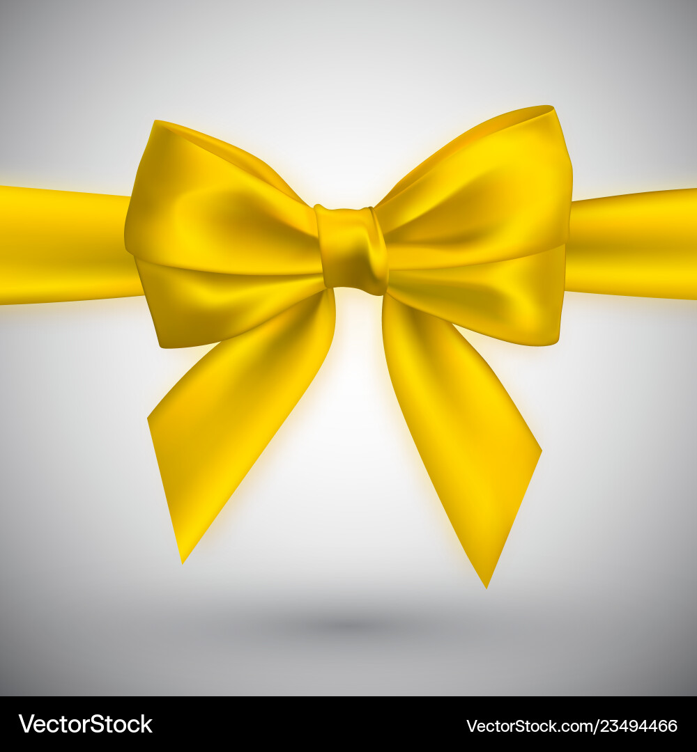 Realistic yellow bow element for decoration gifts Realistic yellow bow element for decoration gifts vector image