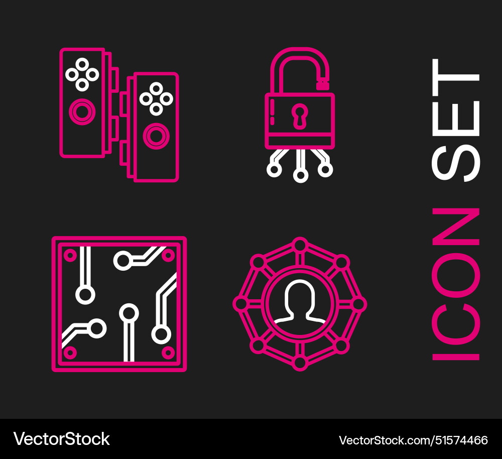 Set line project team base processor lock vector image