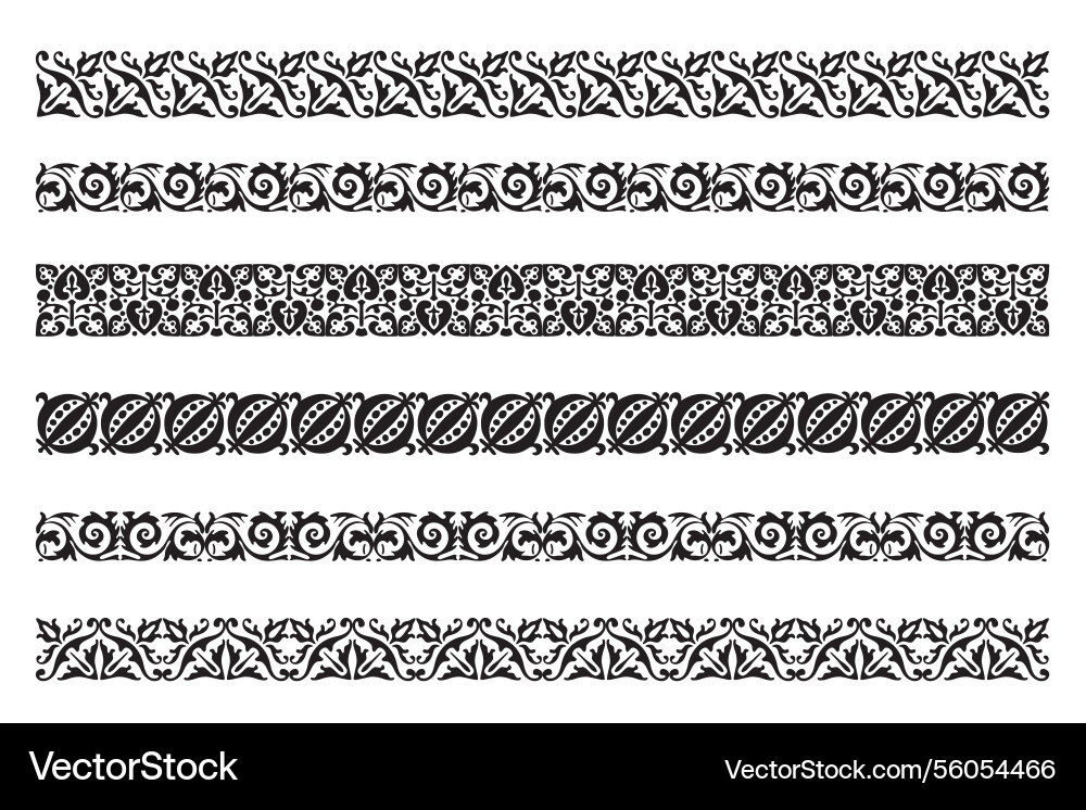 Set of decorative seamless ornamental border Set of decorative seamless ornamental border vector image