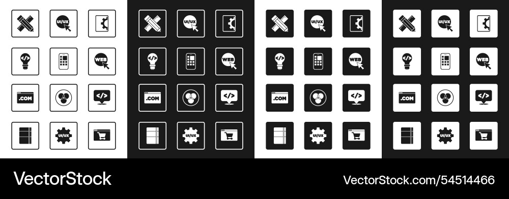 Set Web-Entwicklung mobile Apps vorne gekreuzt Set Web-Entwicklung mobile Apps vorne gekreuzt vektorbild