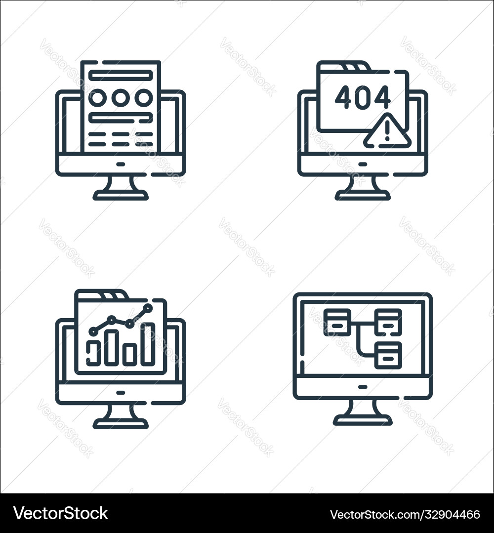 Web development line icons linear set quality Web development line icons linear set quality vector image