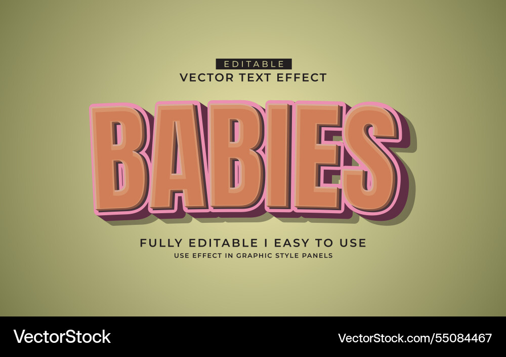 3d editable text effect typography style template vector image
