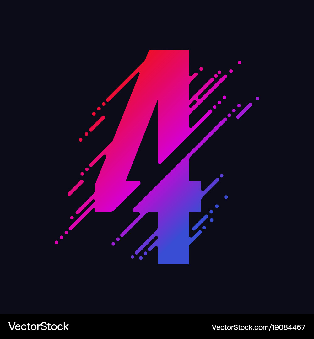 Abstract Number 4 with Liquid Splash Vector Image