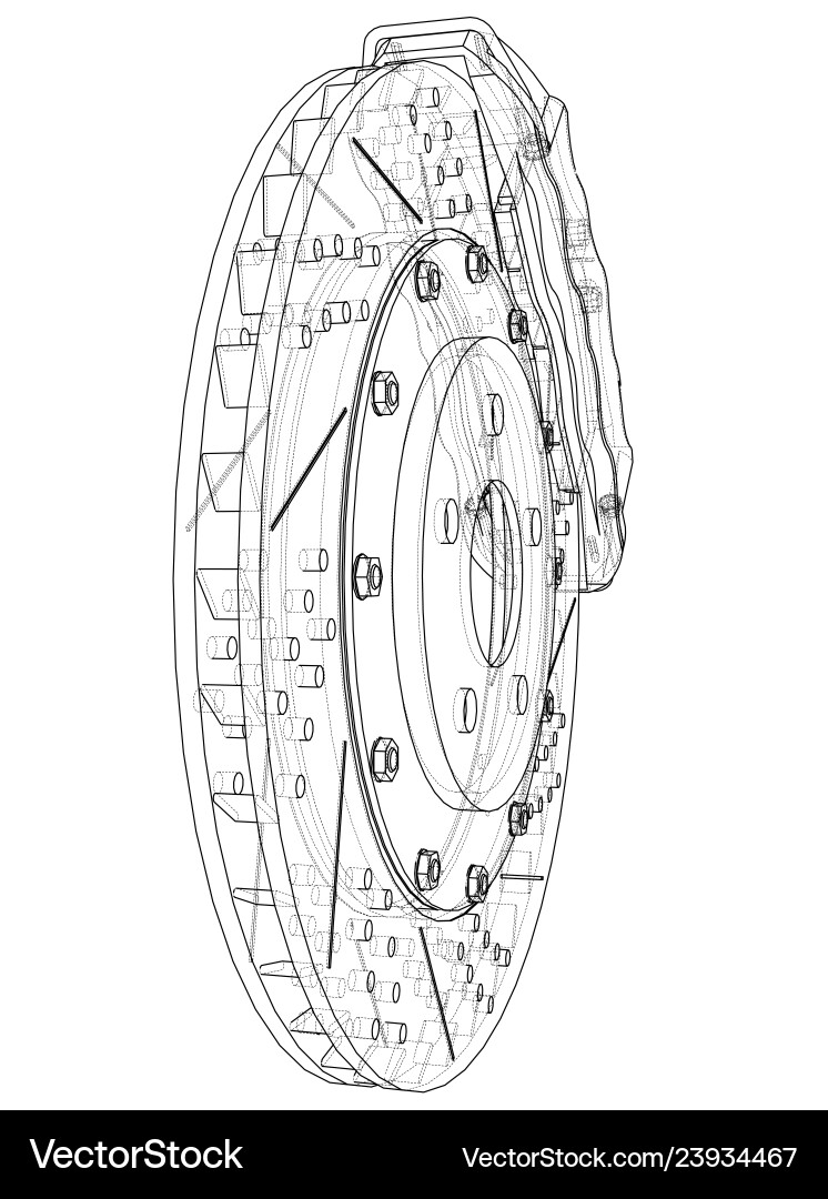 Brake disc outline rendering of 3d Vector Image