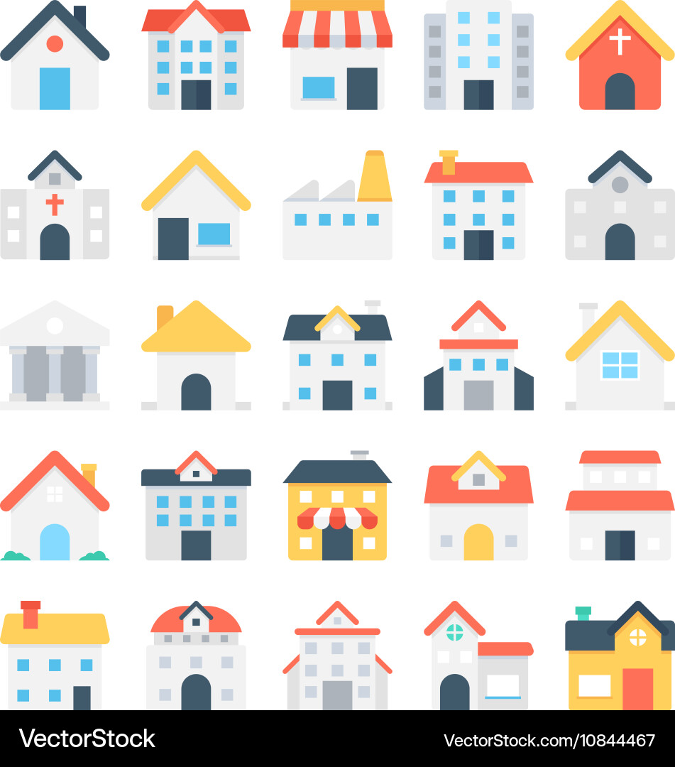 Building colored icons 1 vector image