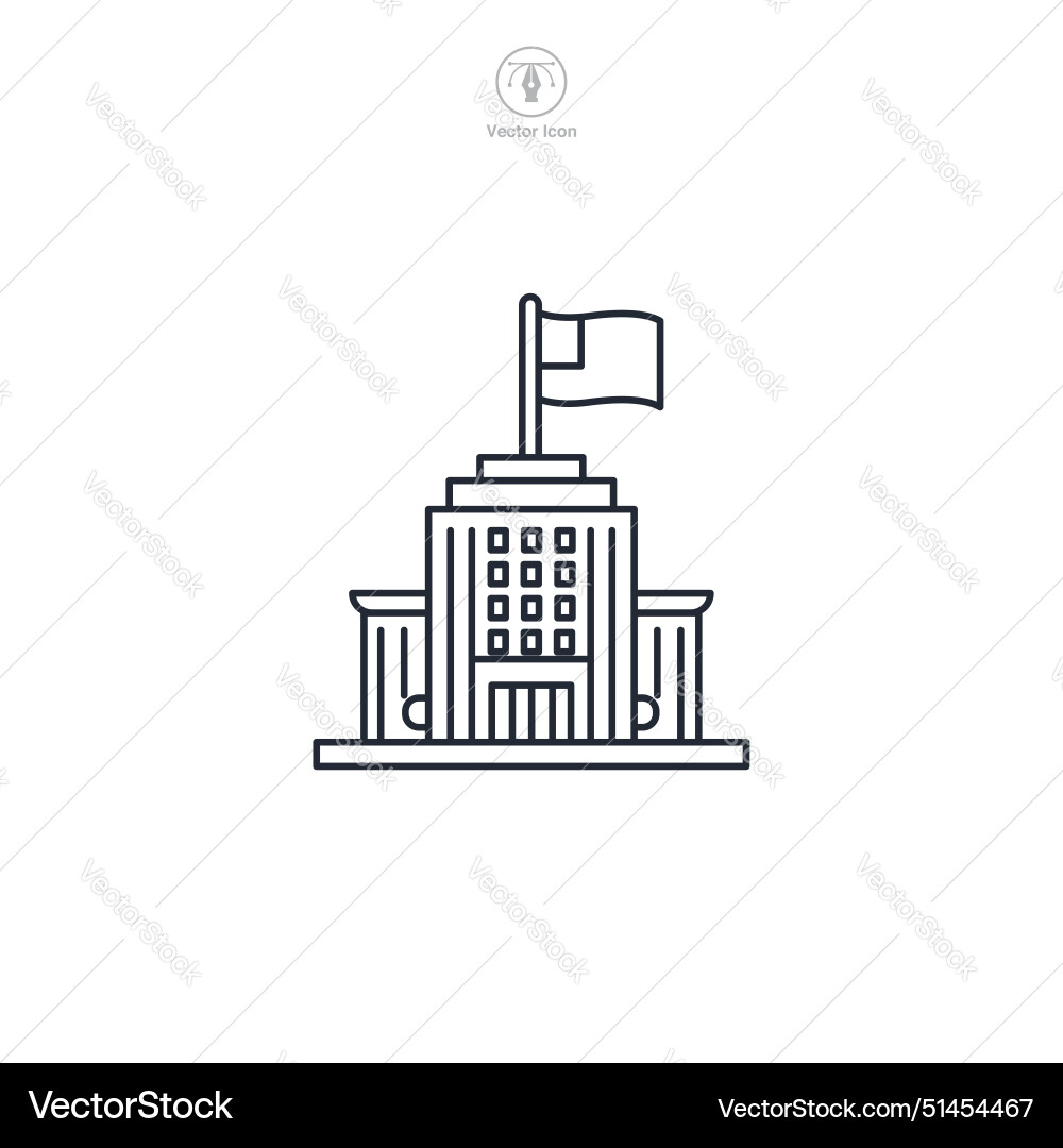 Building with a flag icon theme symbol isolated Vector Image
