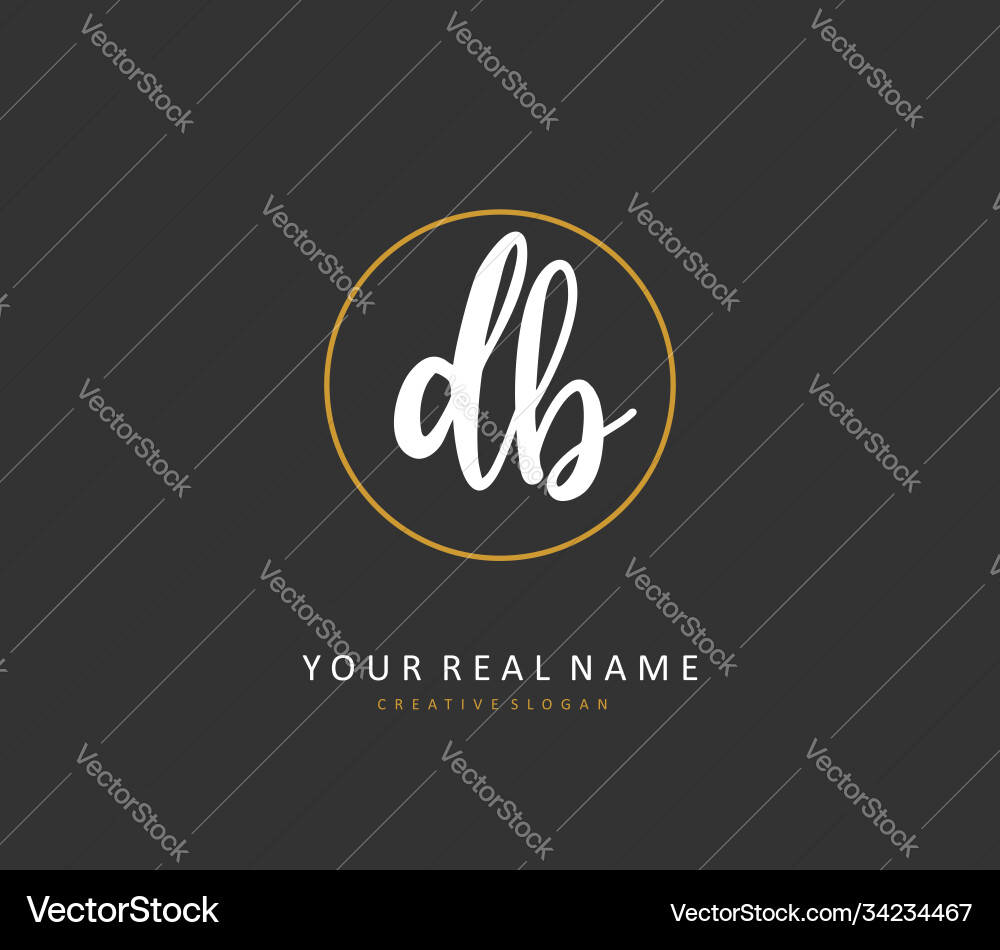 D b db initial letter handwriting and signature Vector Image