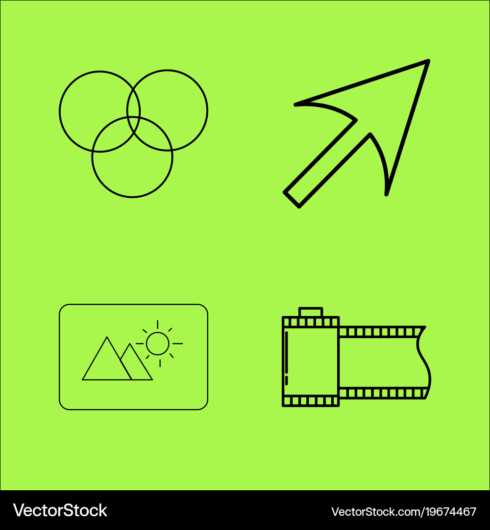 Design elements simple linear outline icon set vector image