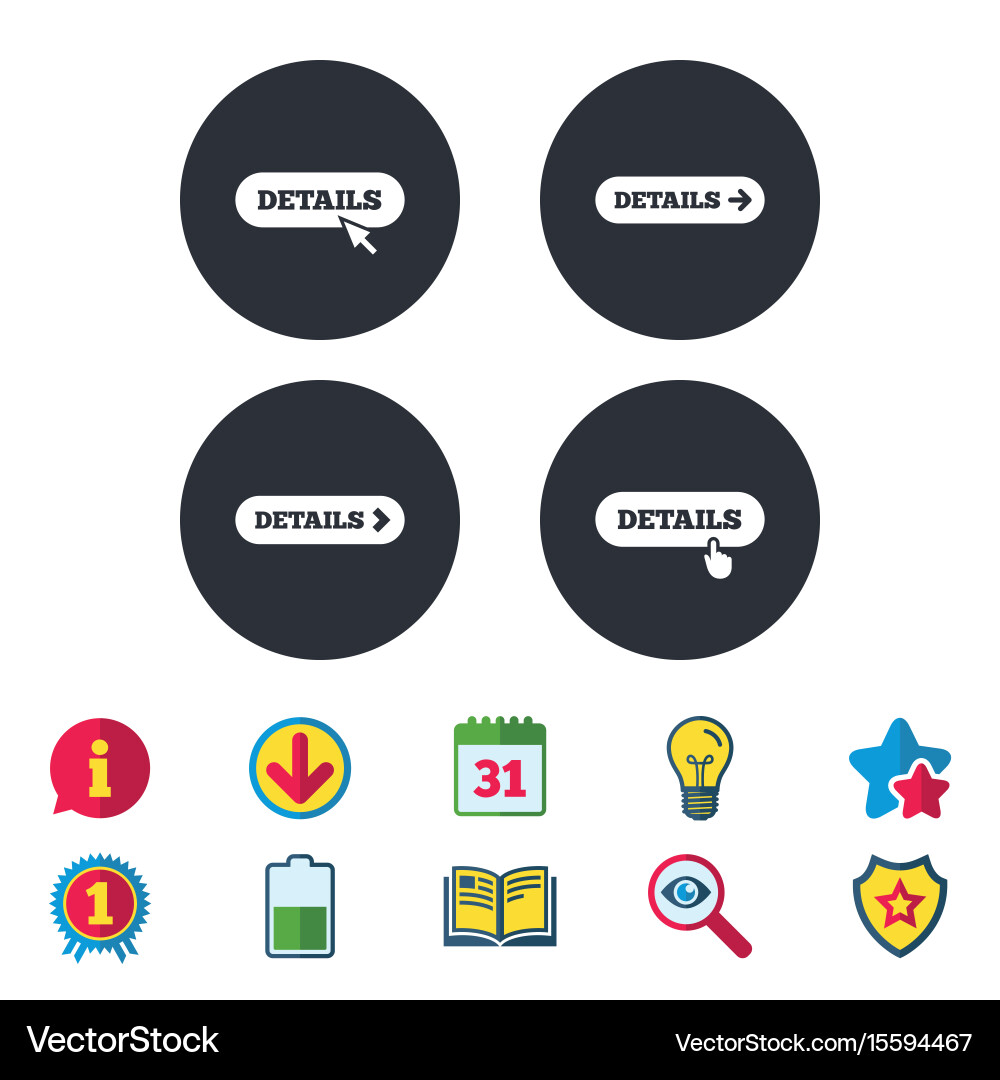 Details with arrow more symbol and cursor Vector Image