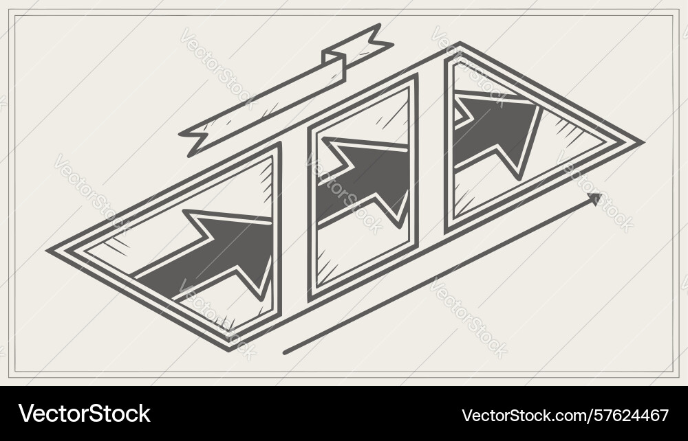 Dynamic arrows on textured horizontal banner Vector Image