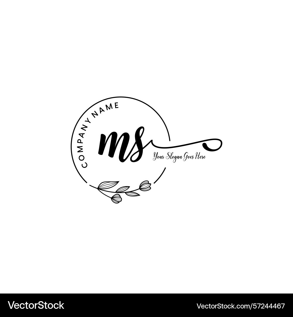 Elegant ms initial logo design with botanical Vector Image