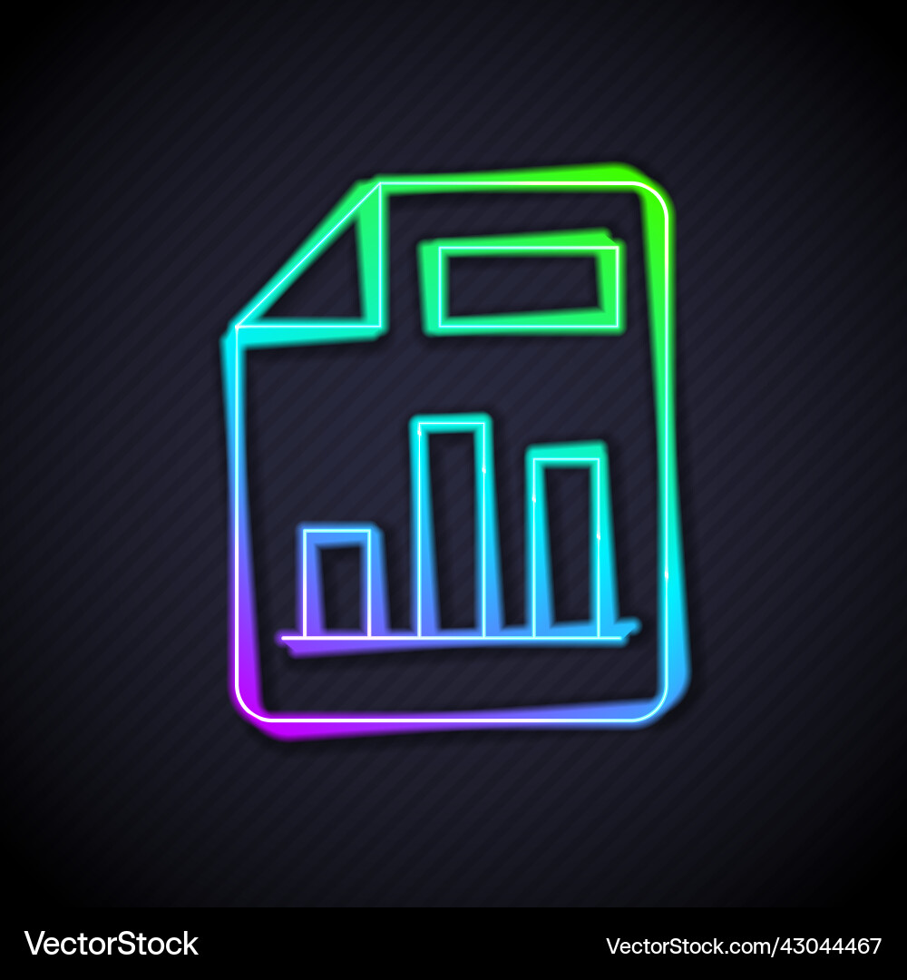 Glowing neon line document with graph chart icon vector image