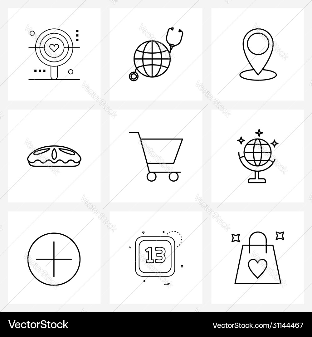 Isolated symbols set 9 simple line icons vector image