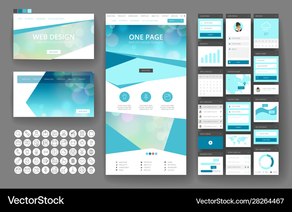 Modern Website Header & UI Elements vector image