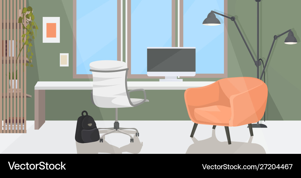 Modern Workspace with Computer vector image