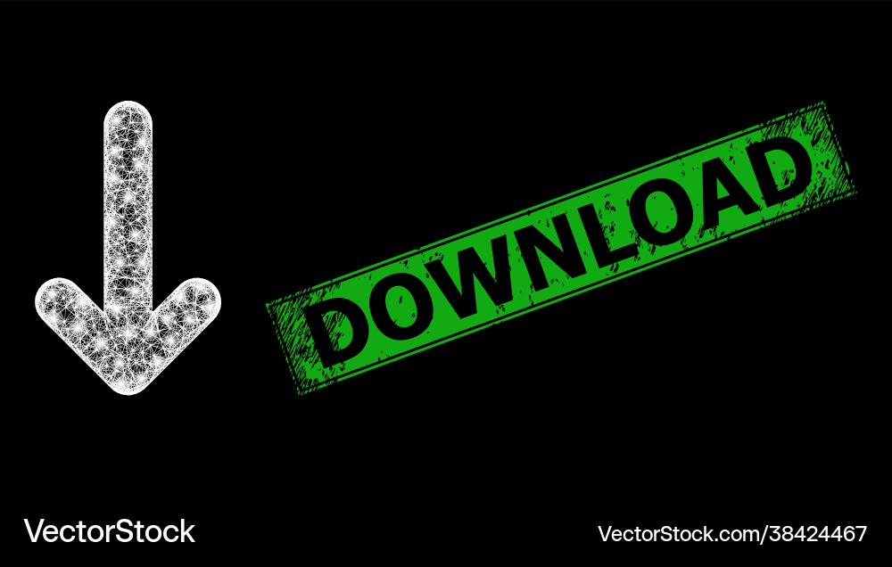 Rubber download badge and net move down mesh Rubber download badge and net move down mesh vector image