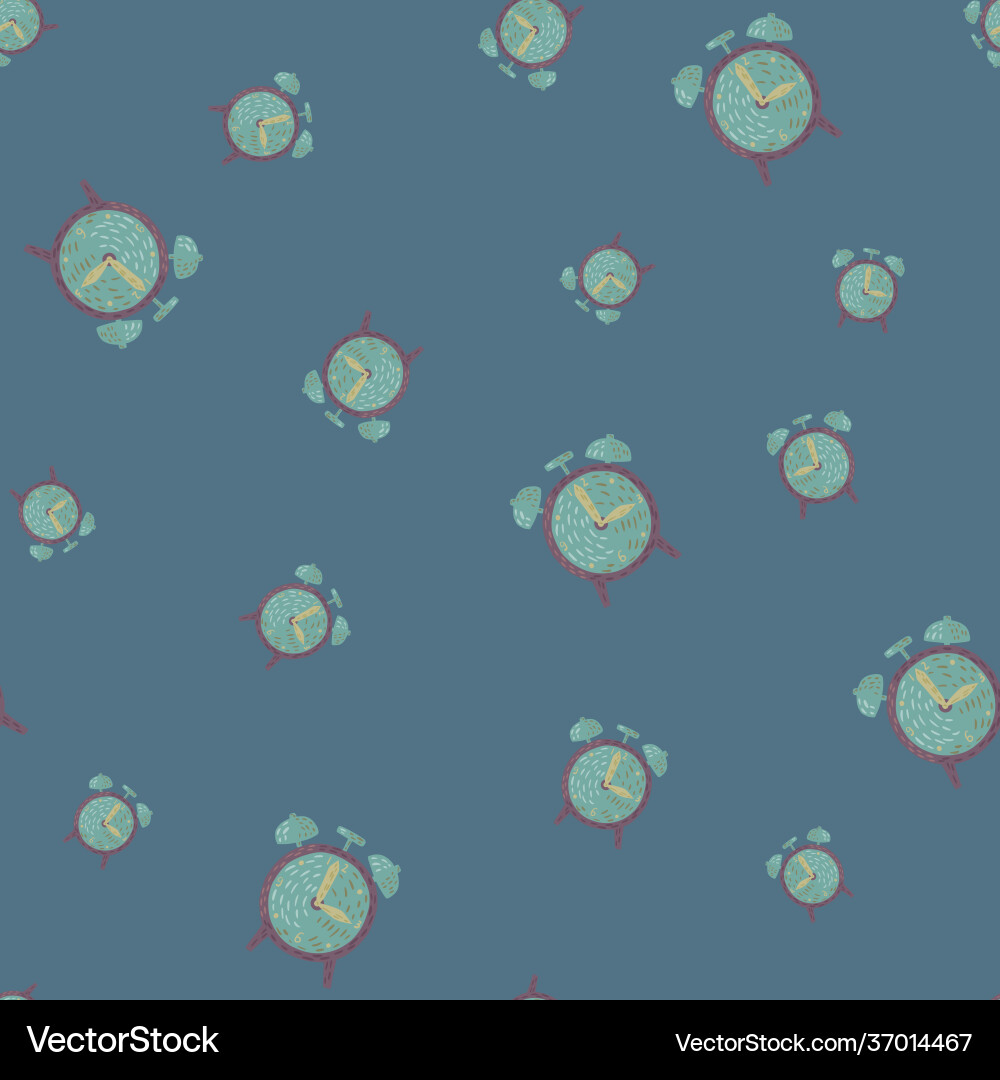 Scrapbook random seamless pattern with alarm Vector Image