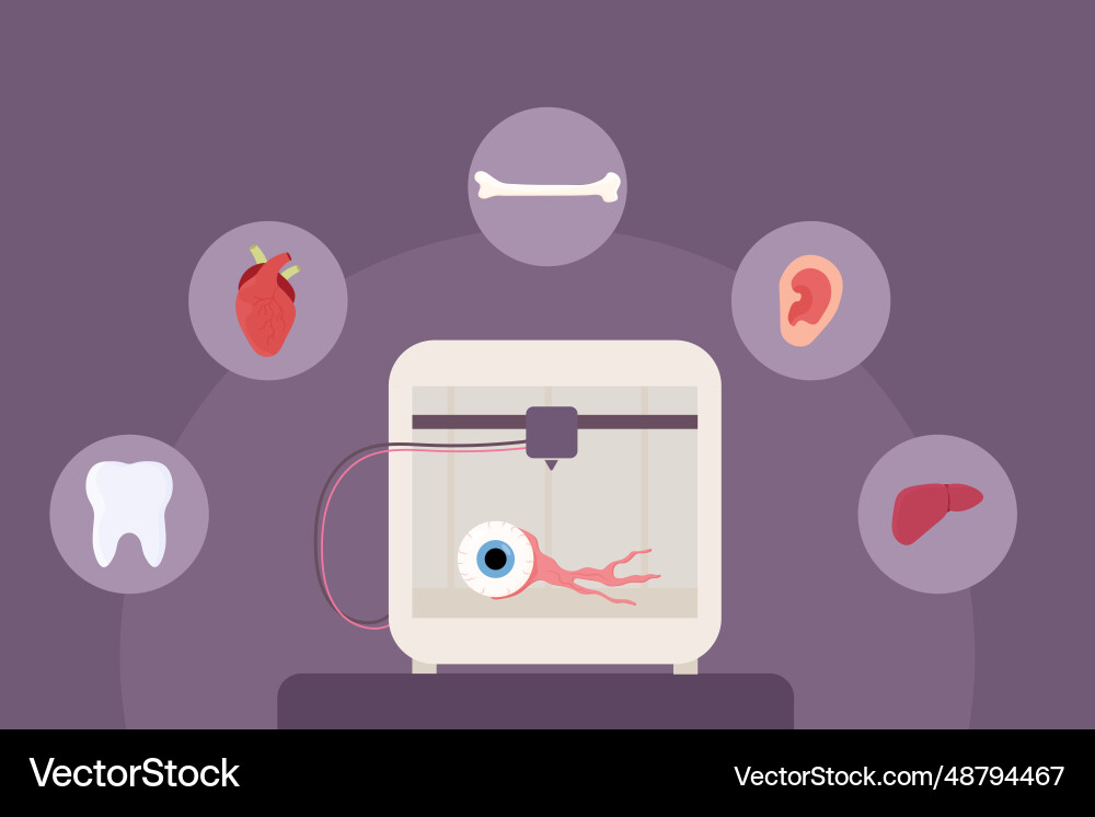 Set 3d printing bioprinting artificial organs Vector Image