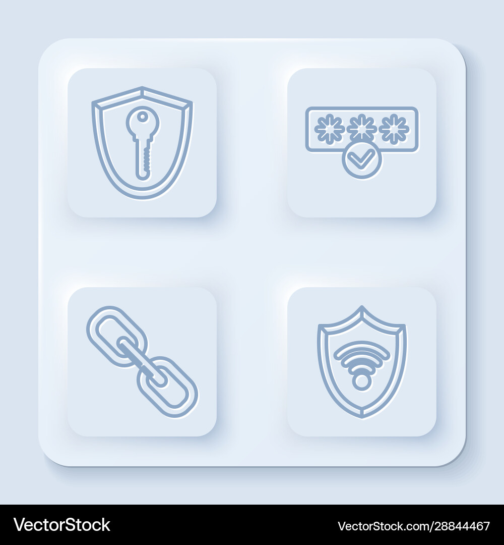 Set line shield with key password protection Set line shield with key password protection vector image