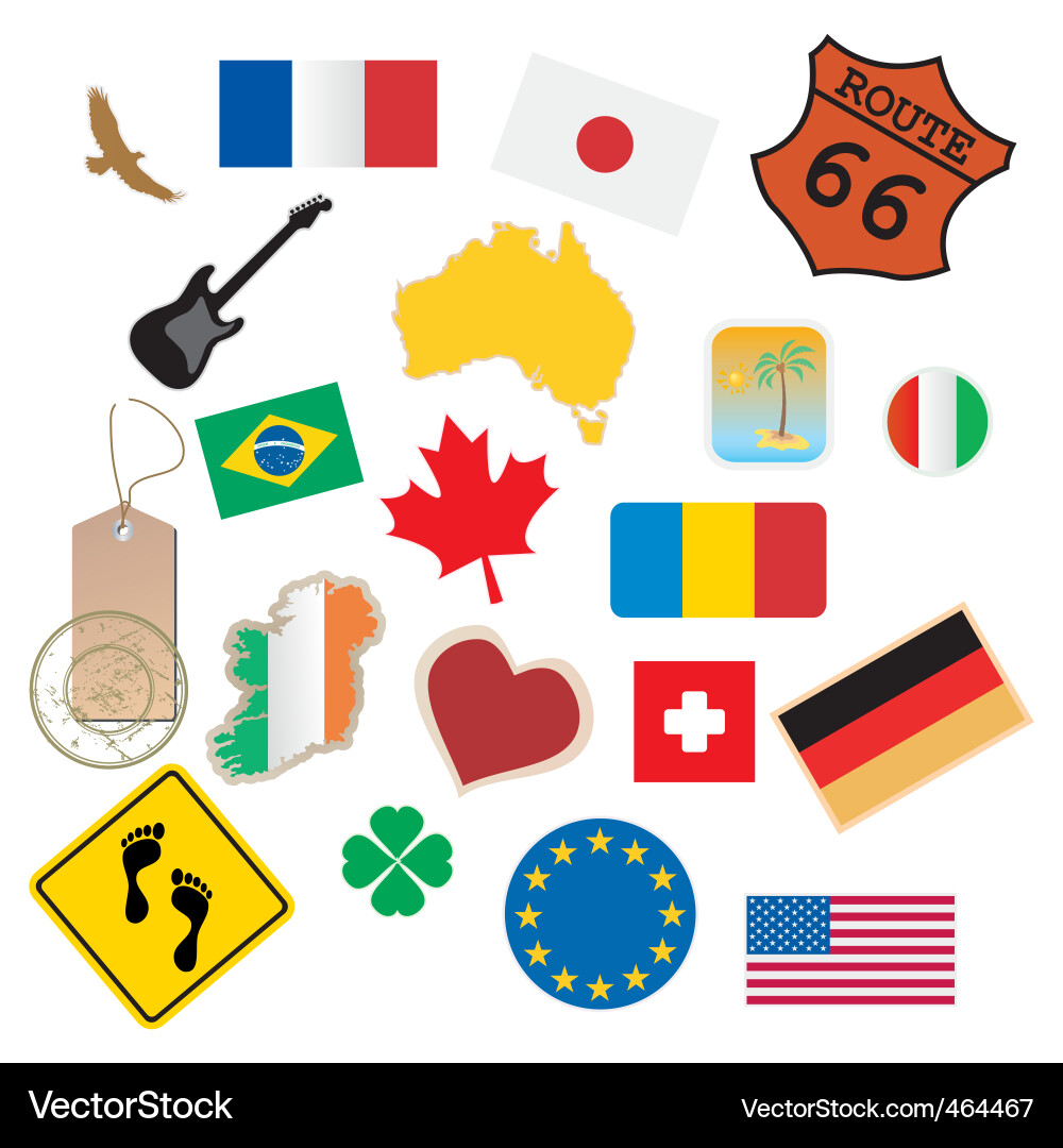 Set of flags and signs Vector Image