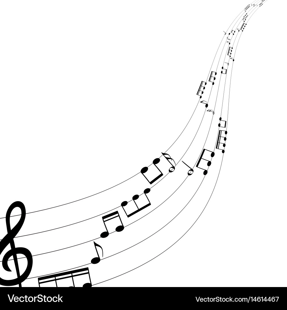 Set of musical notes on five-line clock notation vector image
