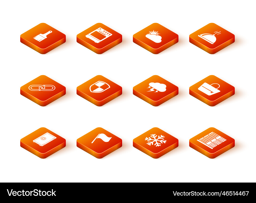 Set safe flag chain link shield snowflake vector image