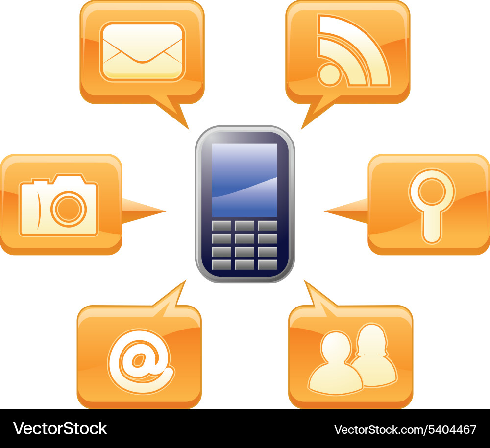 Technology and networking icon set vector image