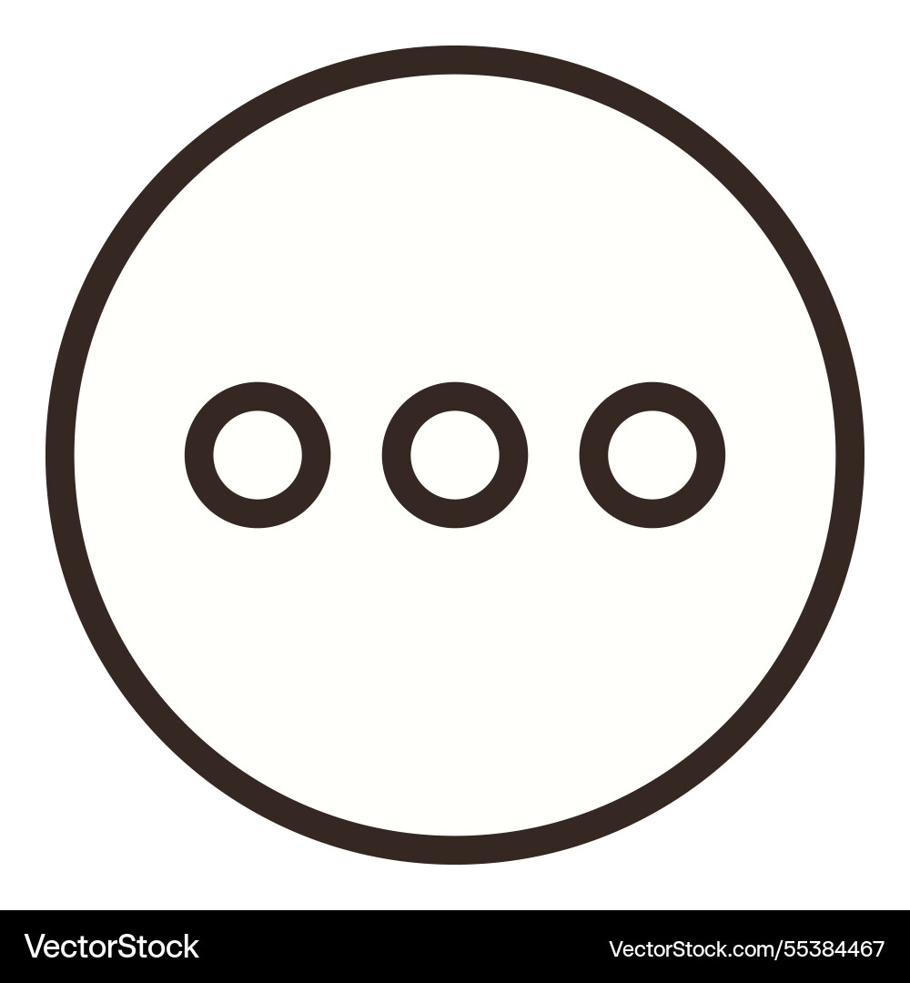 Three-dot menu icon enclosed in a circular border Vector Image