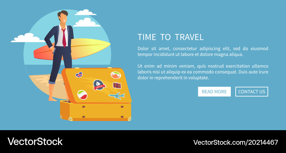 Time to travel web poster push buttons read more Vector Image
