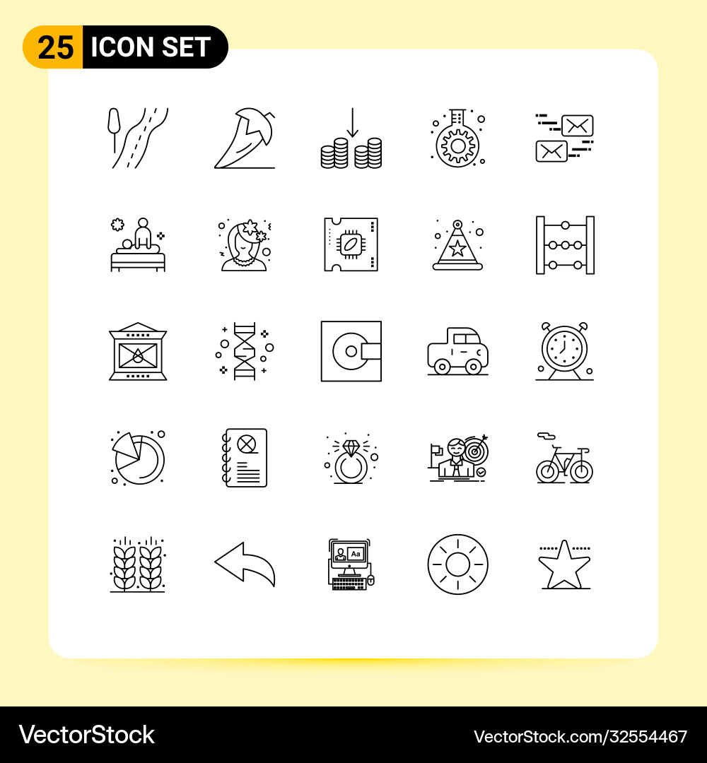 User interface pack 25 basic lines Vector Image