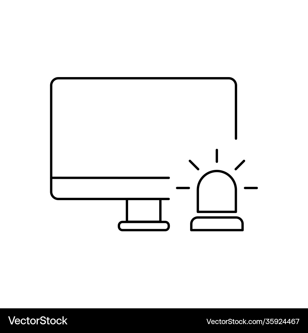 Warning linear icon desktop pc computer danger Vector Image