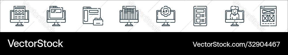 Web development line icons linear set quality Web development line icons linear set quality vector image