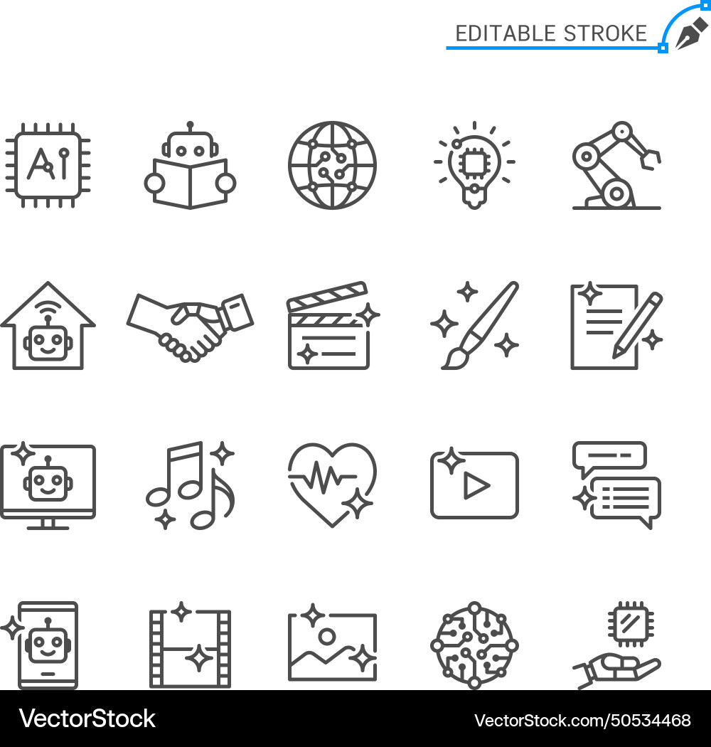 Artificial intelligence line icons Artificial intelligence line icons vector image