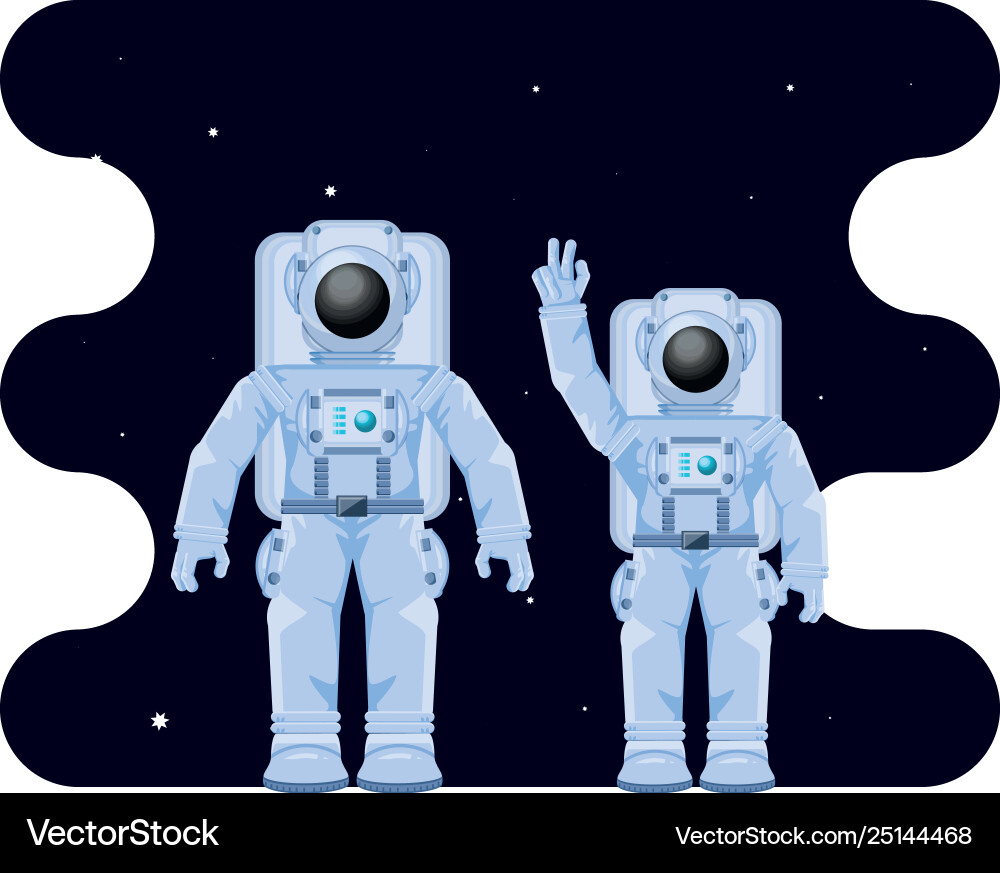 Astronauts characters in space scene Astronauts characters in space scene Vector Image