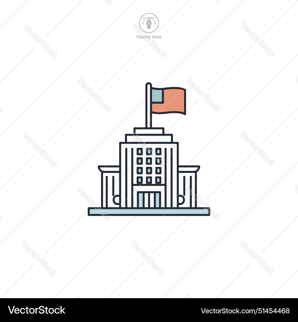 Building with a flag icon theme symbol isolated Vector Image