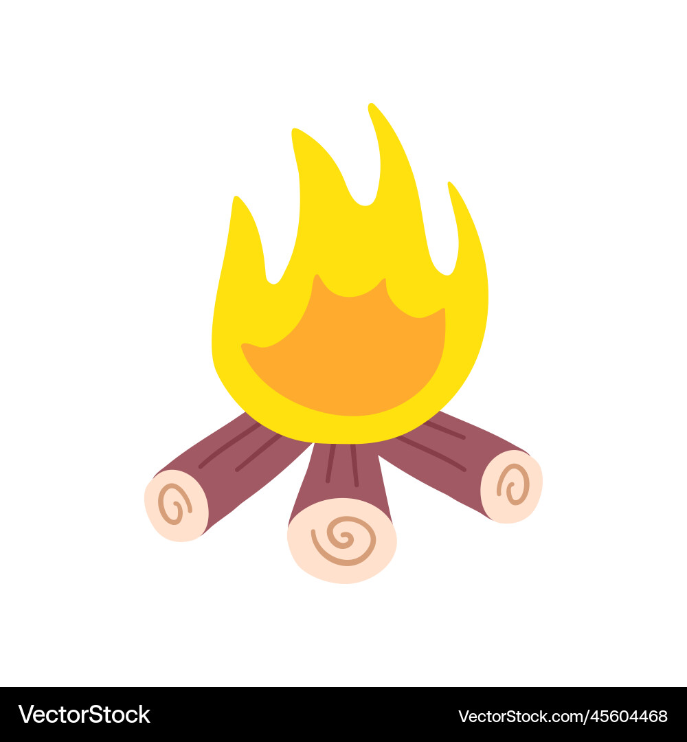 Cartoon color bonfire or campfire and firewood Cartoon color bonfire or campfire and firewood Vector Image