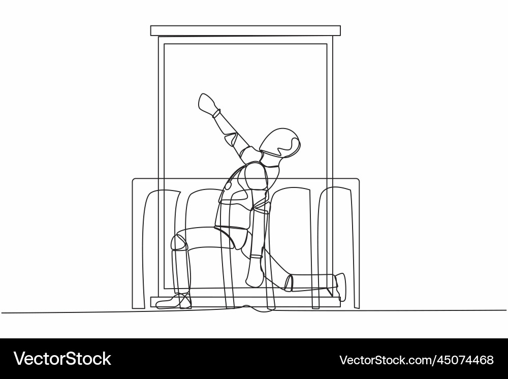 Continuous one line drawing robot with headphone Vector Image