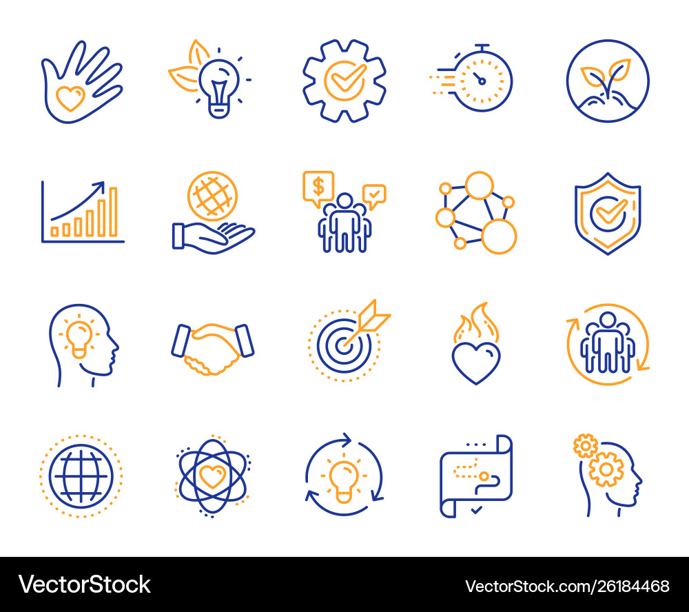 Core Values Line Icons - Integrity & Purpose vector image