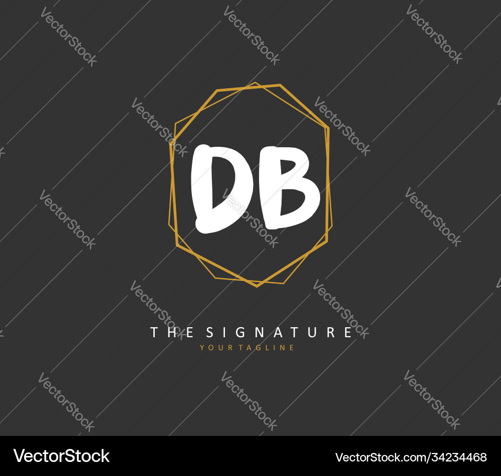 D b db initial letter handwriting and signature D b db initial letter handwriting and signature Vector Image