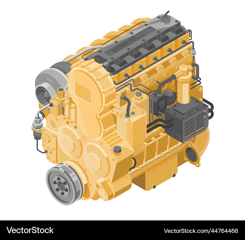 Diesel engine motor isometric for industry vector image