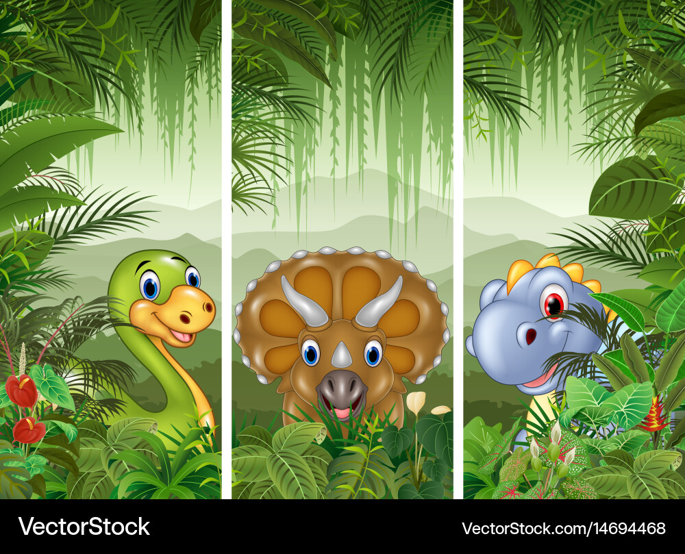 Dinosaur Background Set Royalty Free Vector Image