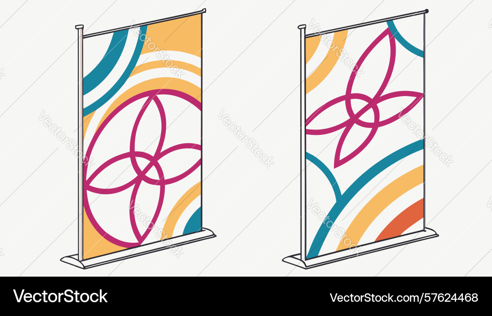 Dynamic abstract roll-up banners set design vector image