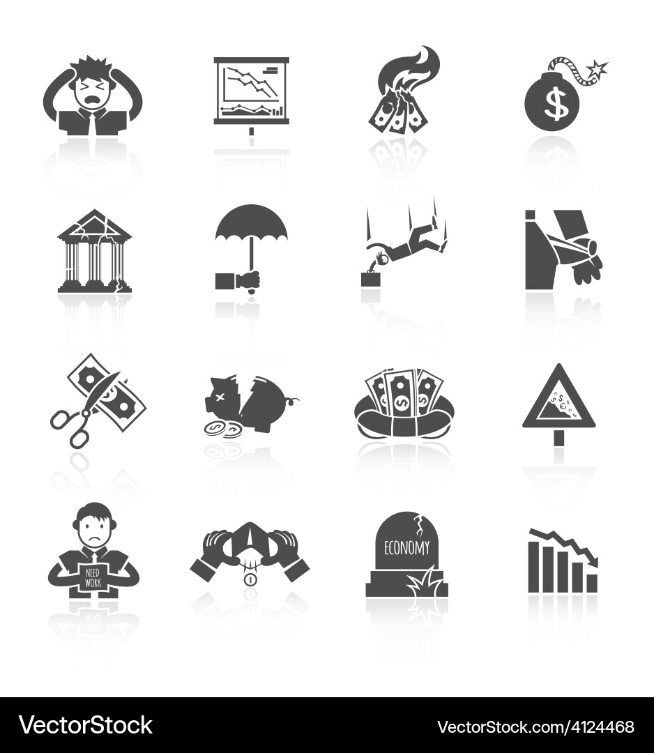 Economic Crisis Icon Set Vector Image