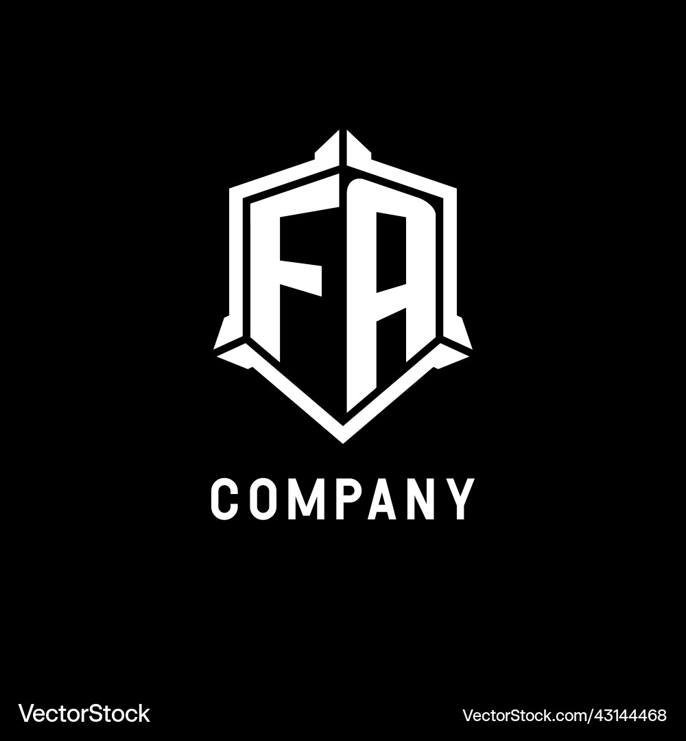 Fa logo initial with shield shape design style Vector Image