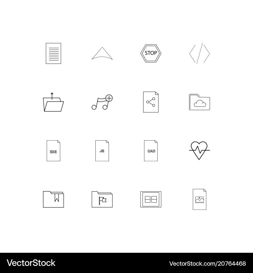 Files and folders sign linear thin icons set Vector Image