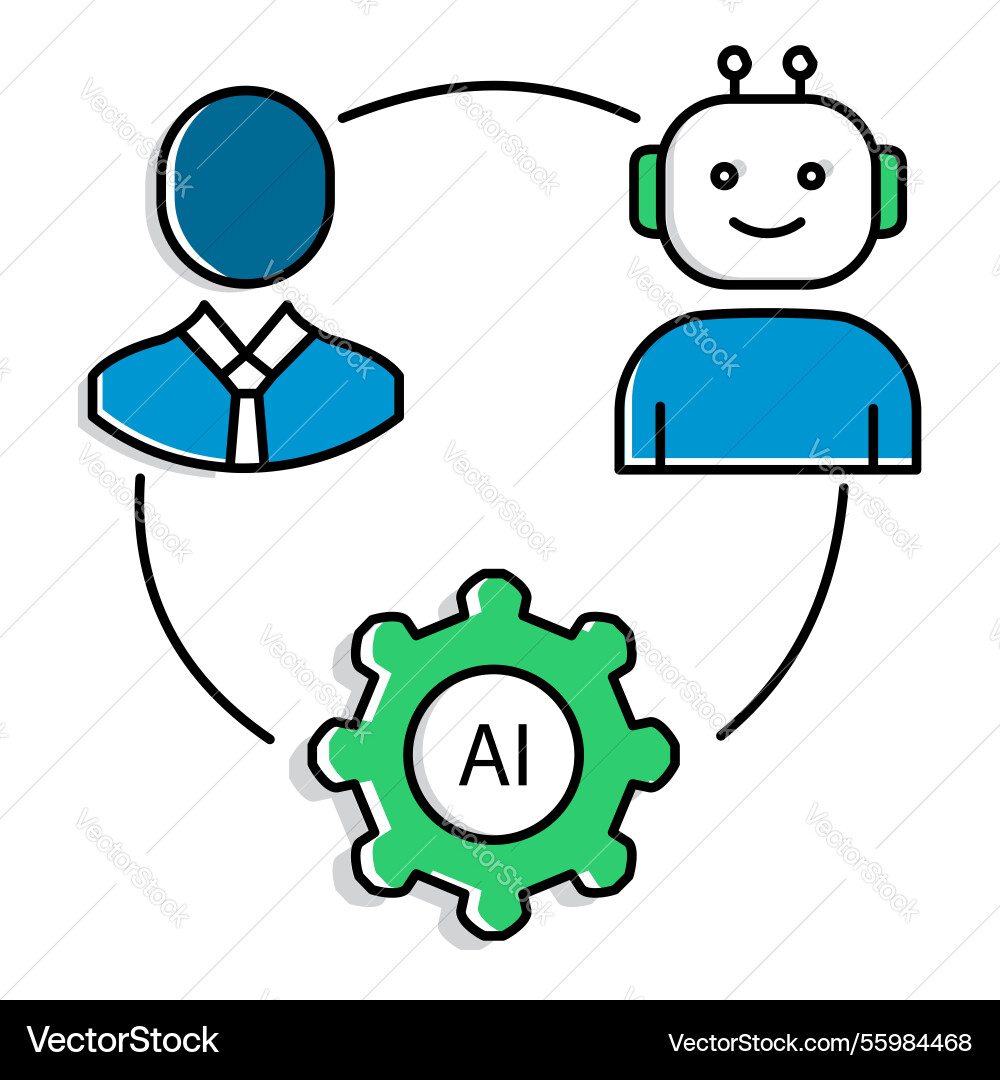 Futuristic ai collaboration and smart networking vector image