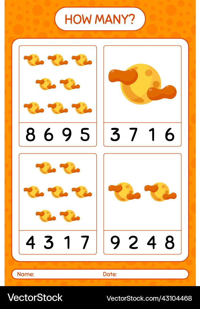 How many counting game with full moon worksheet How many counting game with full moon worksheet vector image