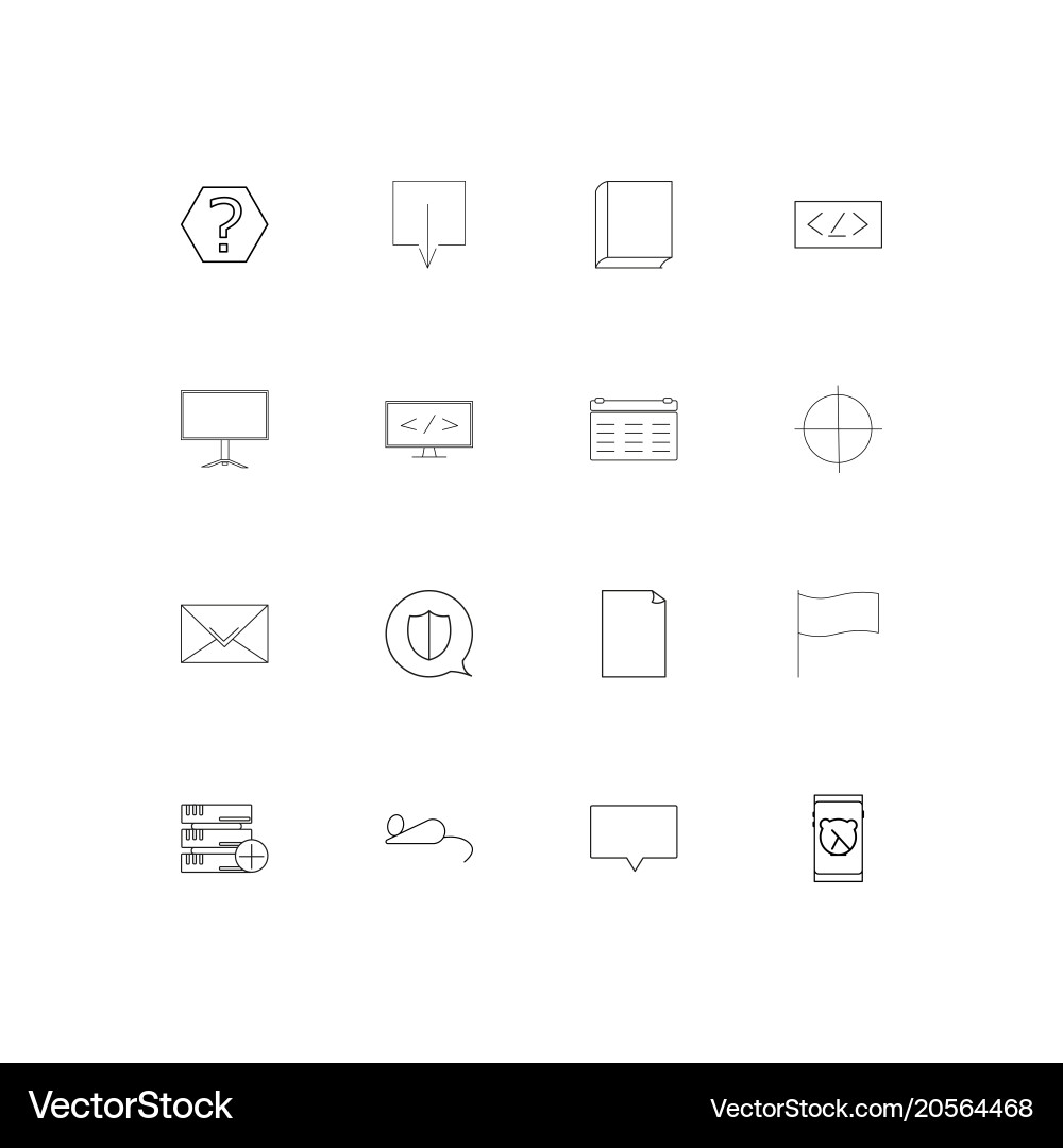 Internet technologies simple linear icons set vector image