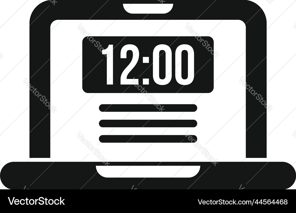 Laptop time icon simple clock project Laptop time icon simple clock project vector image