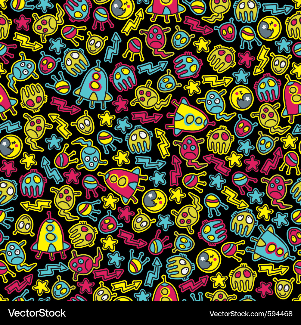 Retro Robot Pattern Wallpaper vector image